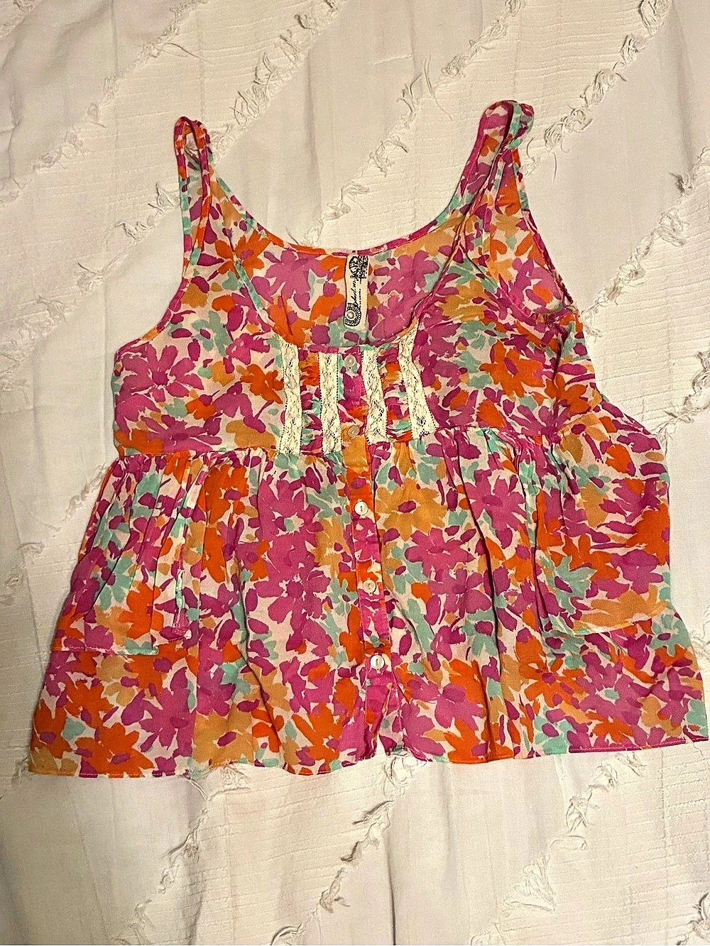 Free People Floral Camisole in Pink & Orange Like New